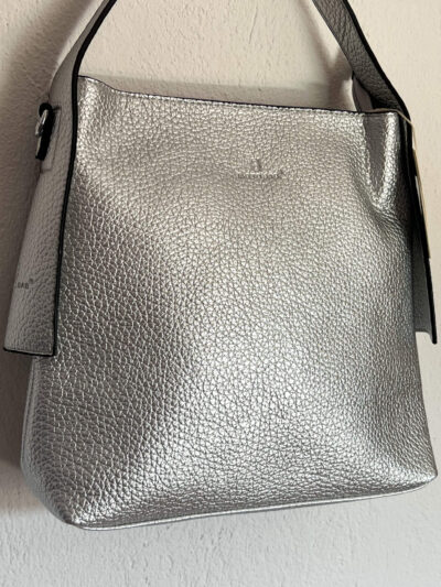 Γυναικεία τσάντα ώμου ασημί δερματίνη