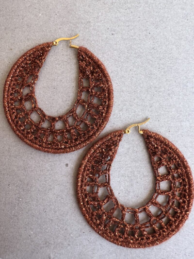 Ατσάλινα σκουλαρίκια κρίκοι πλεκτά χειροποίητα