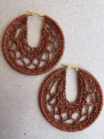 Ατσάλινα σκουλαρίκια κρίκοι πλεκτά χειροποίητα