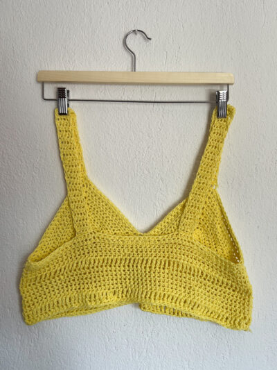 Πλεκτό crop top κίτρινο