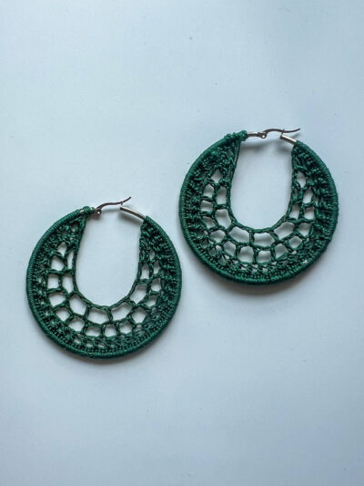 Ατσάλινα σκουλαρίκια κρίκοι πλεκτά χειροποίητα κυπαρισσί