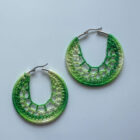 Ατσάλινα σκουλαρίκια κρίκοι πλεκτά χειροποίητα λαχανί