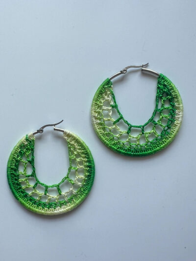 Ατσάλινα σκουλαρίκια κρίκοι πλεκτά χειροποίητα λαχανί