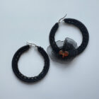 Ατσάλινα σκουλαρίκια κρίκοι πλεκτά χειροποίητα μαύρα