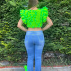 Πλεκτό χειροποίητο λαχανί top με pom pom