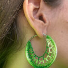 Ατσάλινα σκουλαρίκια κρίκοι πλεκτά χειροποίητα λαχανί