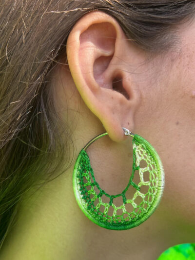 Ατσάλινα σκουλαρίκια κρίκοι πλεκτά χειροποίητα λαχανί