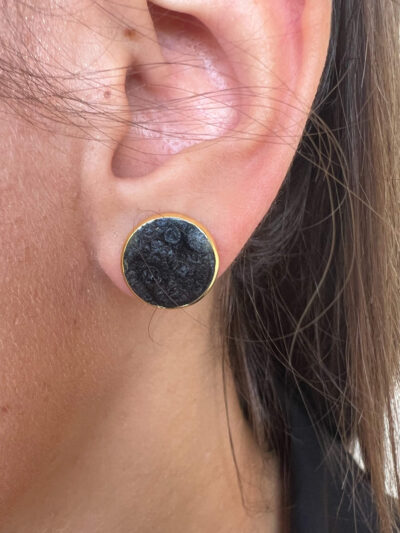 Σκουλαρίκια χειροποίητα με υγρό γυαλί μαύρα