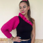 Μαύρη χειροποίητη μπλούζα με φουξ μανίκι