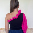 Μαύρη χειροποίητη μπλούζα με φουξ μανίκι