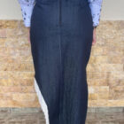 Χειροποίητη denim φούστα με σχίσιμο και κρόσια