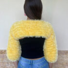 Πλεκτό κίτρινο top με μανίκια