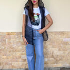 Μαύρο γιλέκο από οργάντζα χειροποίητο