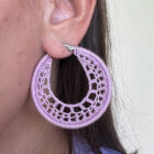 Ατσάλινα σκουλαρίκια κρίκοι πλεκτά χειροποίητα λιλά