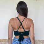 Χειροποίητο κυπαρισσί φλίς crop top με δέσιμο