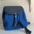 Χειροποίητη πλεκτή τζάντα bagpack μπλε ηλεκτρίκ