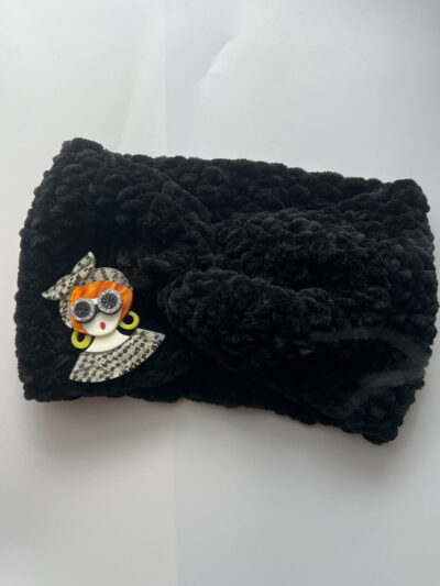 Χειροποίητη πλεκτή κορδέλα Μαύρη