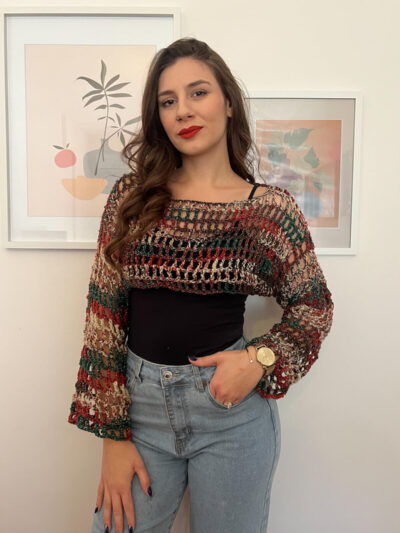 Πλεκτό χειροποίητο διάτρητο τοπάκι χριστουγεννιάτικο