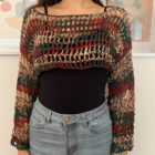 Πλεκτό χειροποίητο διάτρητο τοπάκι χριστουγεννιάτικο