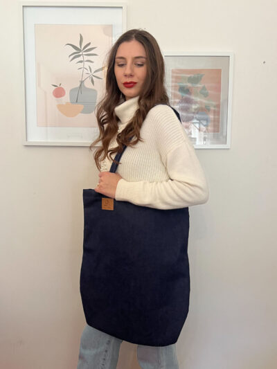 Tote bag denim σκούρο μπλε