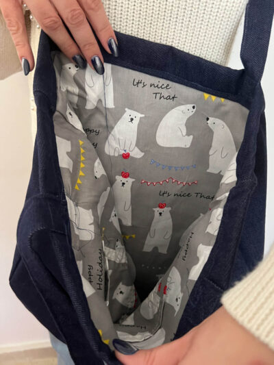 Tote bag denim σκούρο μπλε