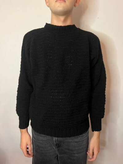 Χειροποίητο πλεκτό αντρικό πουλόβερ μαύρο