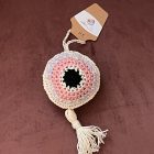 Πλεκτό γούρι μάτι με φούντα ροζ λιλά