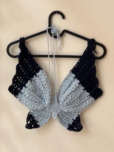 Crop top σε σχήμα πεταλούδας γρι μαύρο