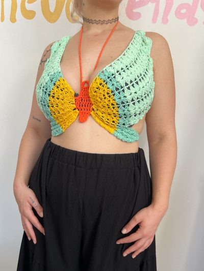 Crop top σε σχήμα πεταλούδας γαλάζιο