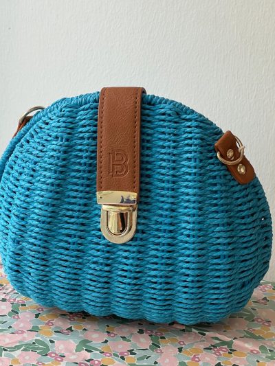 Ψάθινο τσαντάκι γαλάζιο bag to bag