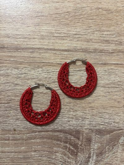 Χριστουγεννιάτικα πλεκτά χειροποίητα σκουλαρίκια κρίκοι