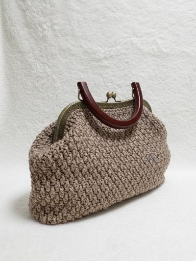 Χειροποίητη πλεκτή τσάντα vintage μπέζ