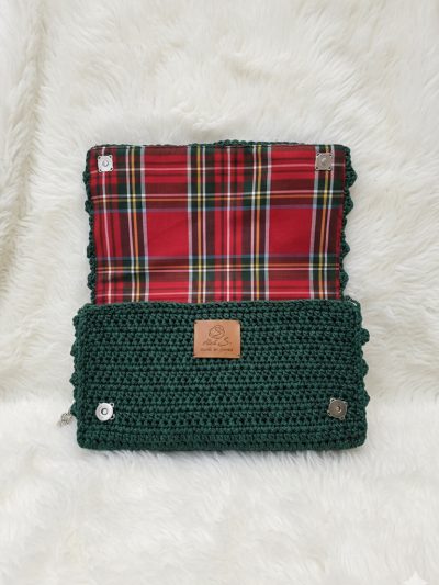 Πλεκτή τσάντα pop corn κυπαρισσί