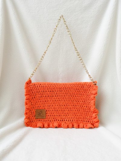 Τσάντα ruffle πορτοκαλί