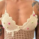 Πλεκτό crop top με σχέδιο παγωτό